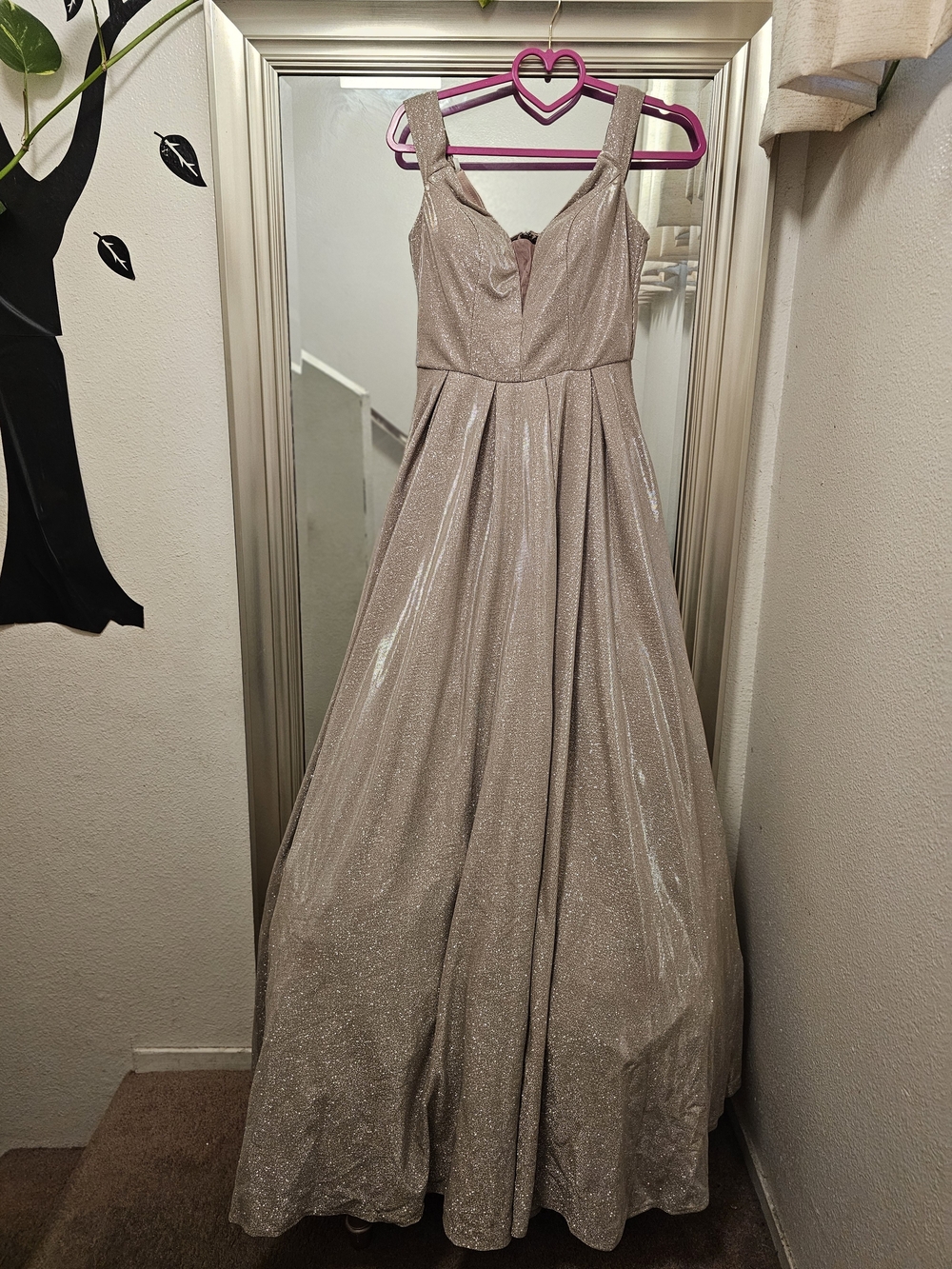 B Darlin Shimmery Blush Pink Sparkle Prom Gown